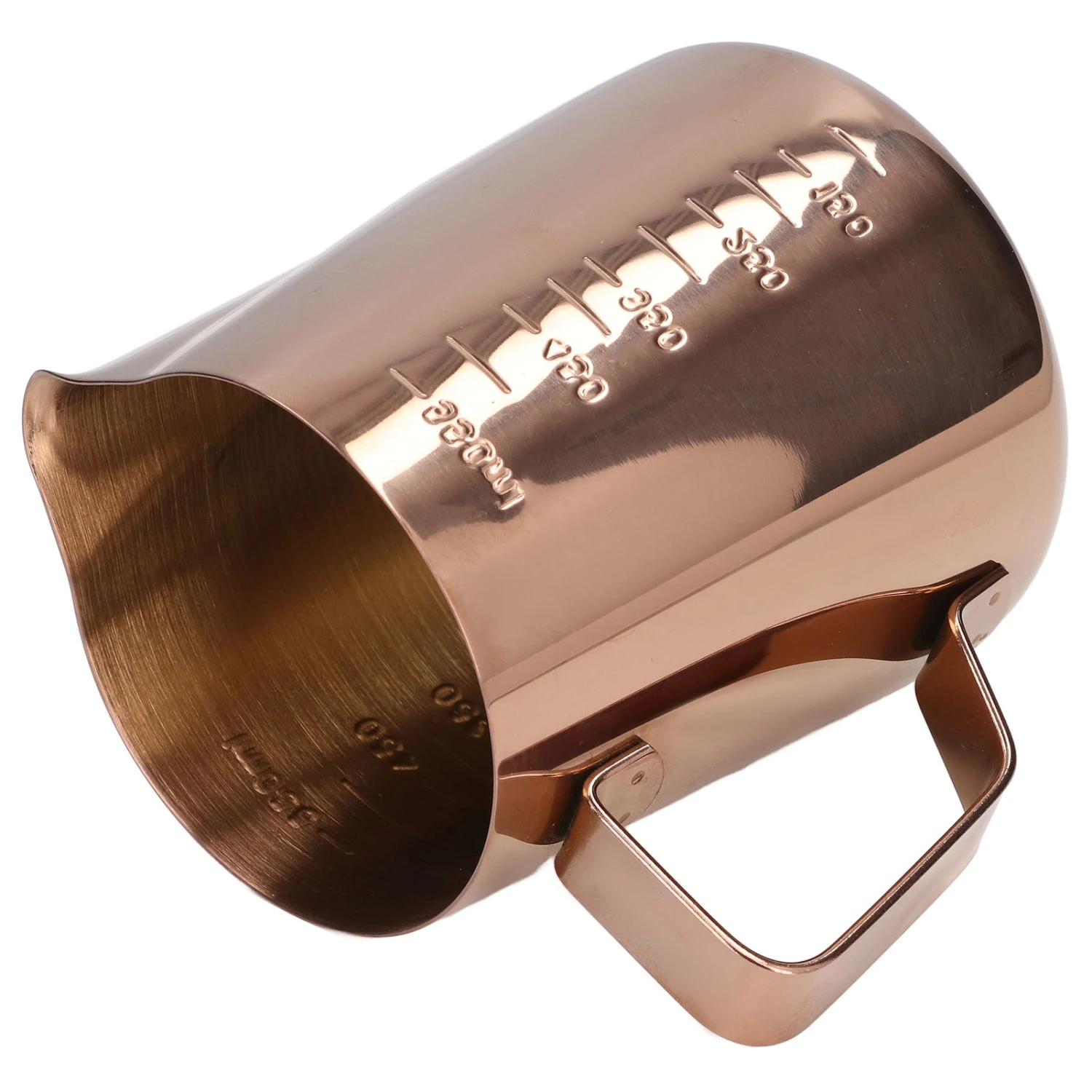 550ML Milk Frothing Cup with Scale Rose Gold Stainless Steel Frothing Pitcher Coffee Steaming Pitcher