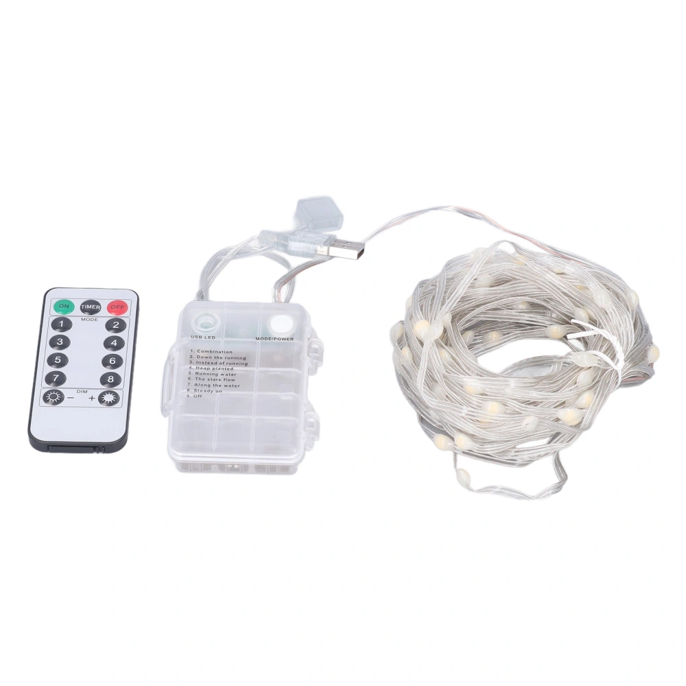 LED Light String 39ft Waterproof USB Remote Control Light String for Outdoor Courtyard Festival