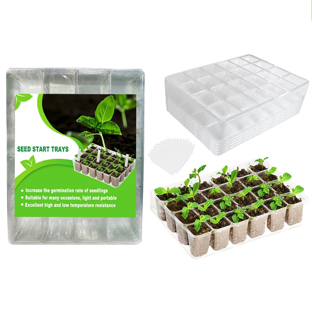 5PCS 24 Grids Plastic Plant Growing Trays Greenhouse Seed Starter Tray Transparent Shell Nursery Pots for Flowers Vegetables and Fruits