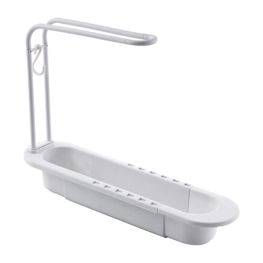 Sink Drain Rack Telescopic Sink Sponge Storage Drain Basket Rack Detachable Dish Cloth Hanger Organizer with Towel Bar