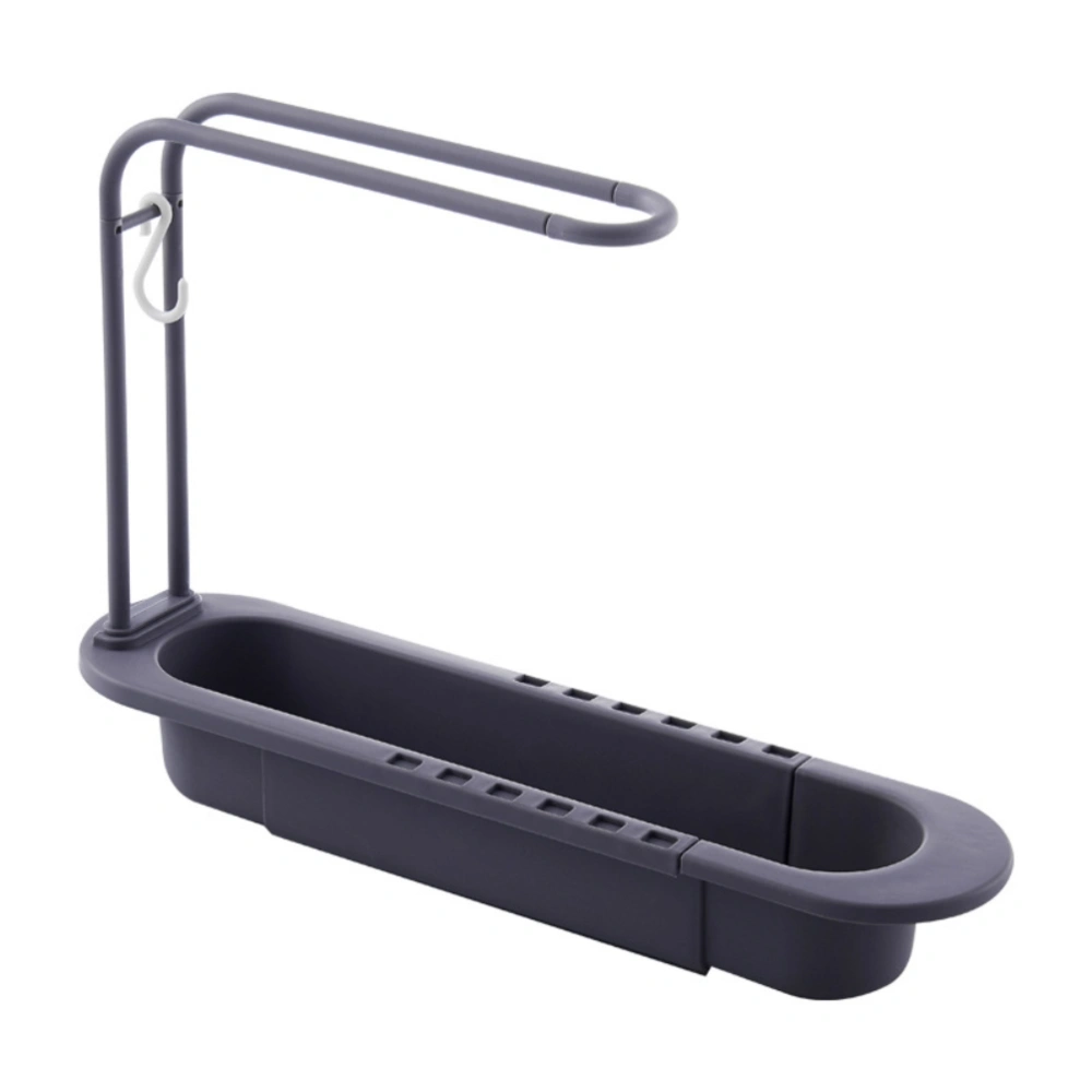 Sink Drain Rack Telescopic Sink Sponge Storage Drain Basket Rack Detachable Dish Cloth Hanger Organizer with Towel Bar