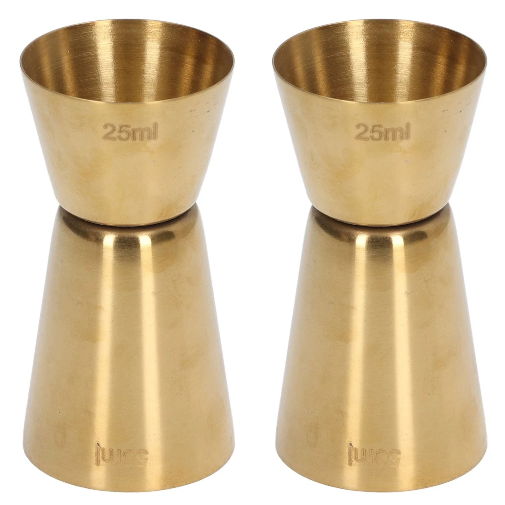 Double Head Cocktail Jigger Stainless Steel Gold Wine Jigger Bar Measuring Cup for Restaurant Party25/50ml