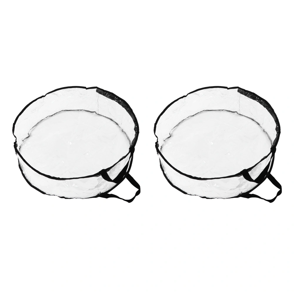 Wreath Storage Container Transparent Round Storage Bag Black Edge PVC Heavy Duty Storage Bag2PCS