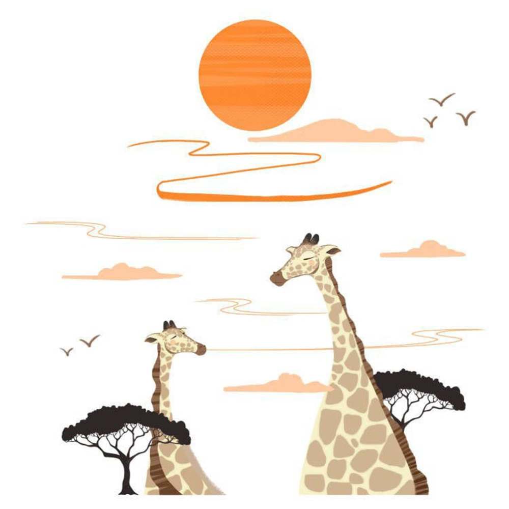 Giraffe Sun Wall Sticker Bedroom Kids Room Cartoon Forest Africa Animal Wall Decals Art Wall Decoration