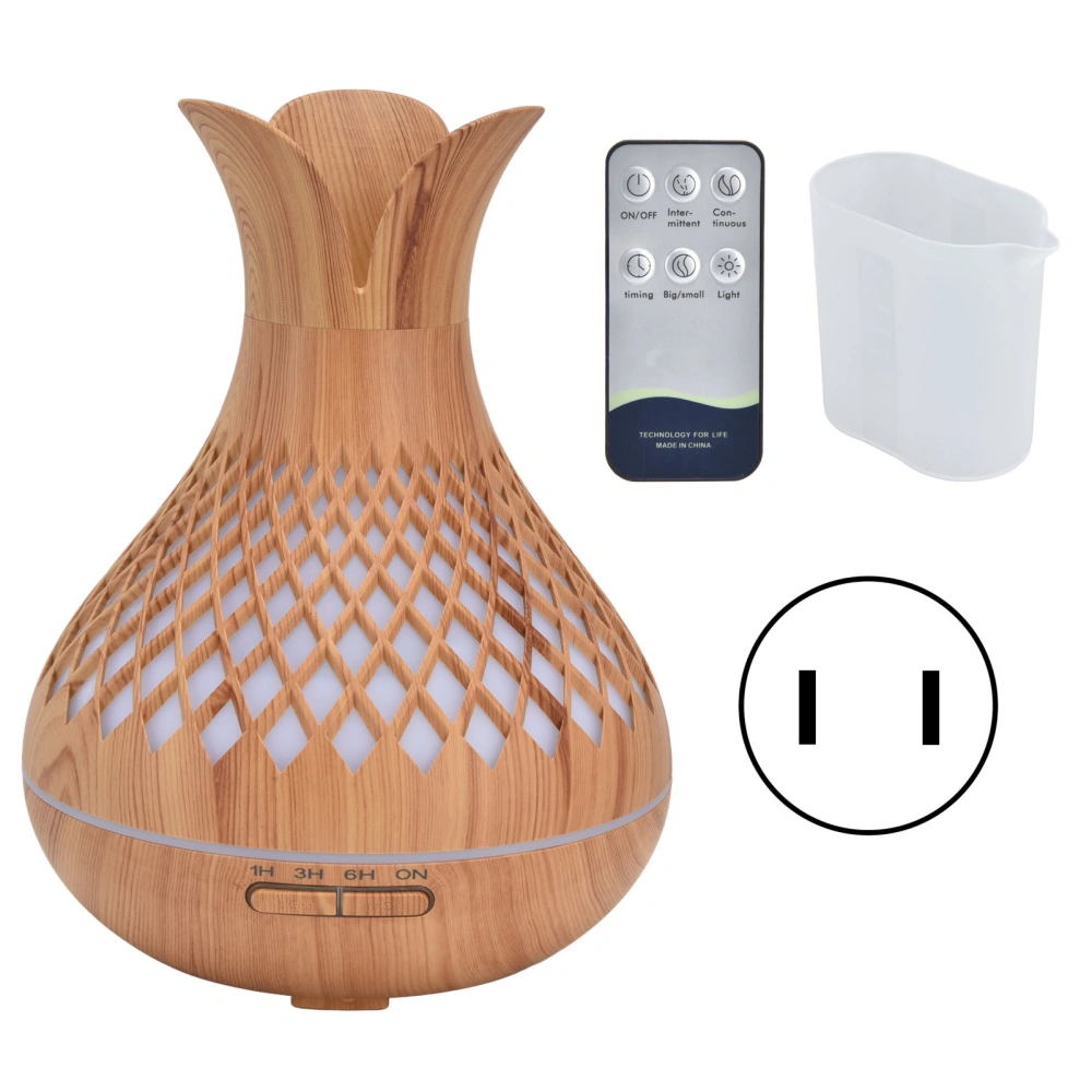 Aromatherapy Humidifier 500ml Low Noise Wood Grain Diffuser with Colorful LED Lights 100V to 240VUS Plug