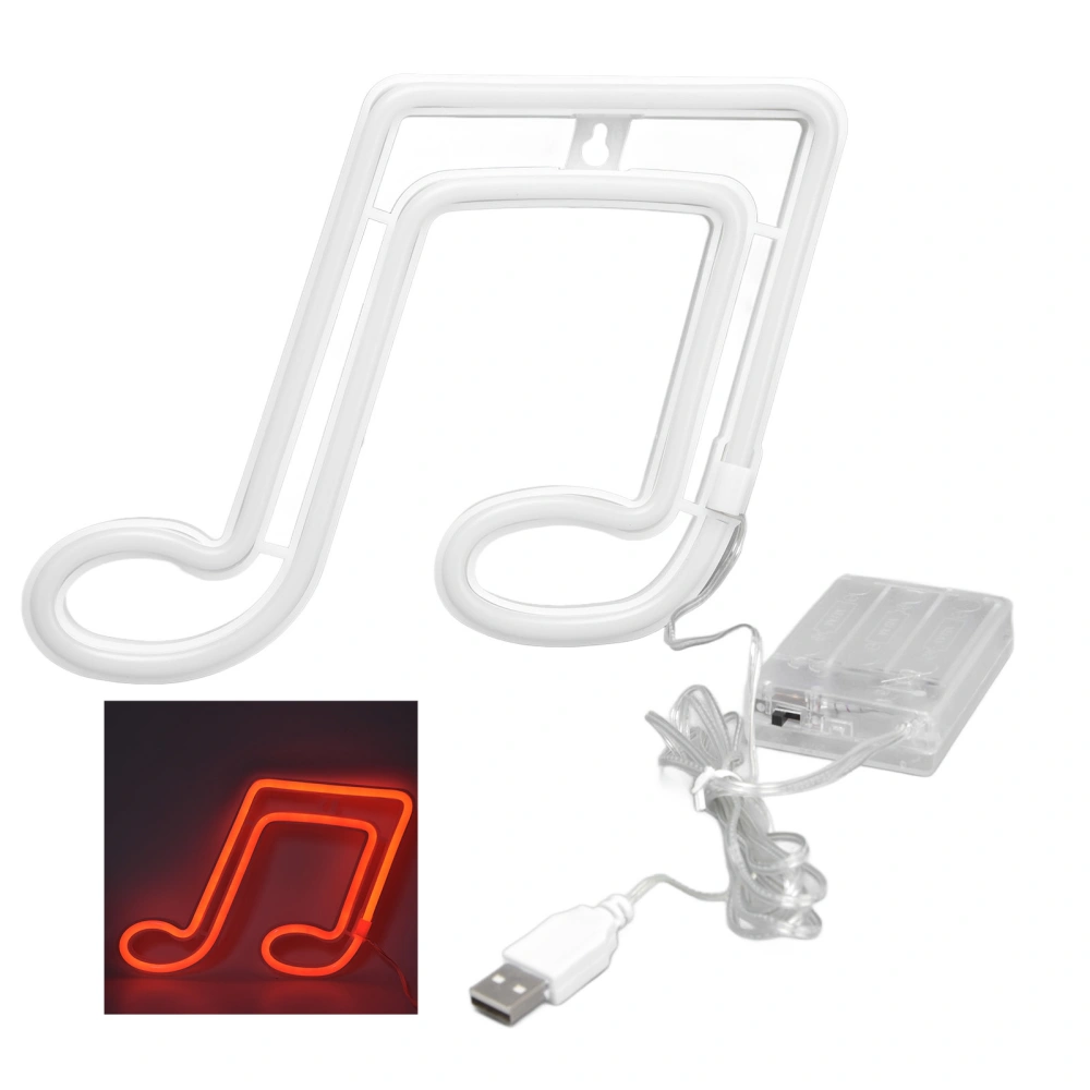 LED Neon Light Music Note Neon Night Light Concert Wall Lamp Party Wall Hanging Neon LampRed Light