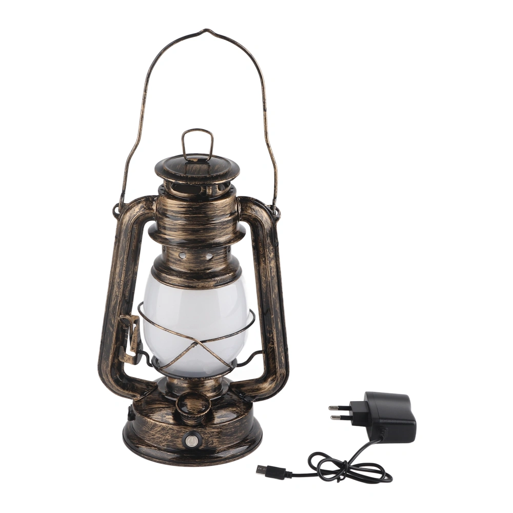 LED Lantern Camping Light Rechargeable Lamp Retro Style Portable EU Plug 110‑240V Warm White LightBronze