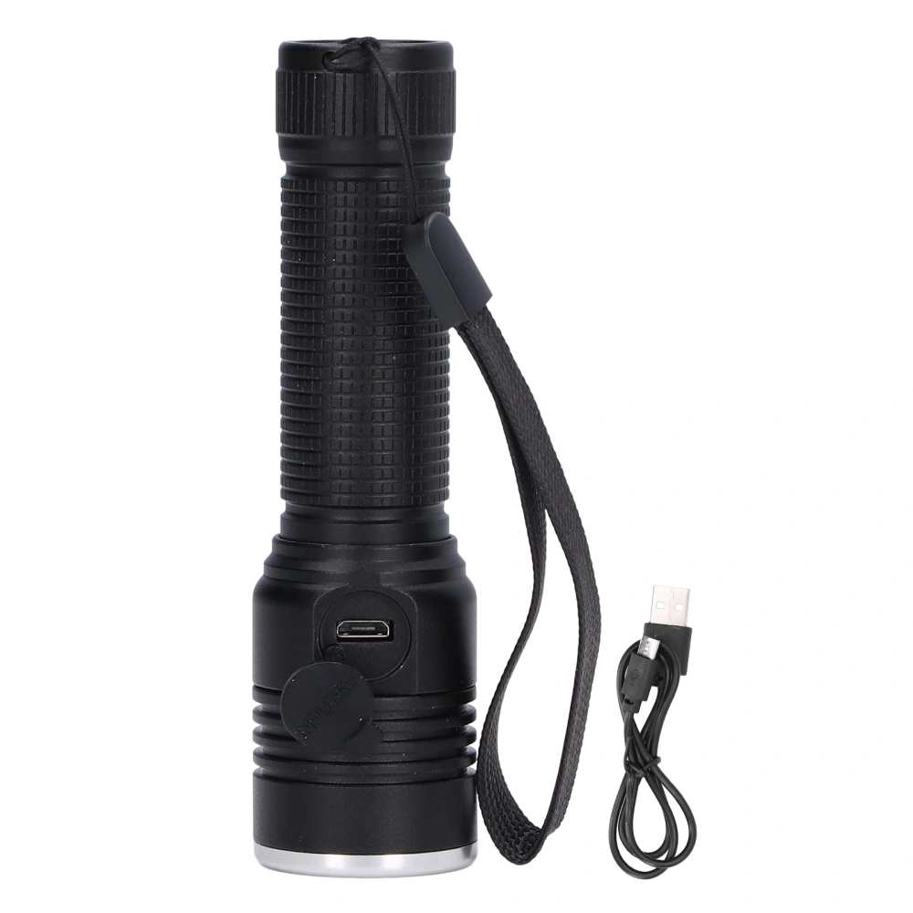 LED Flashlight Telescopic Zoom Protective Function Aluminum Alloy Barrel 2000LM Zoom FlashlightBlack