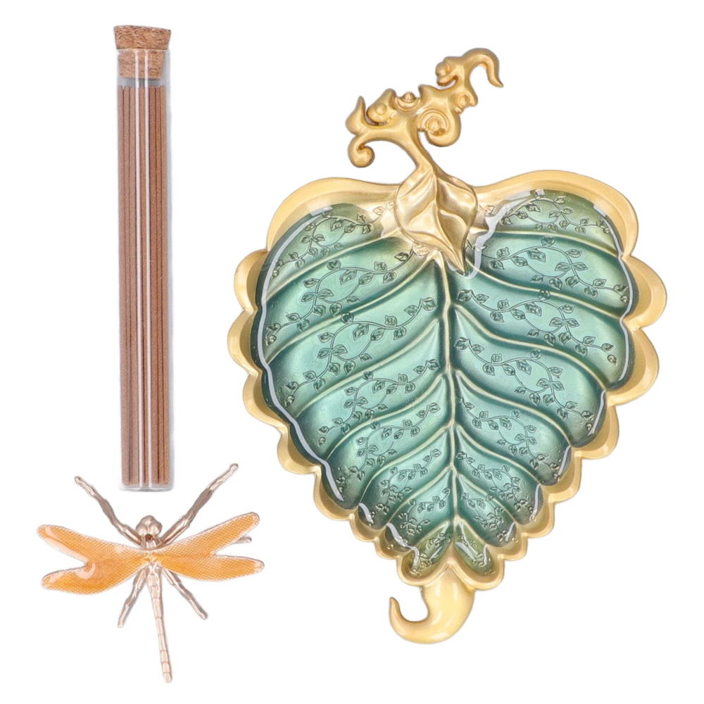 Incense Stick Holder Bodhi Leaf Incense Decorated Plate for Living Room Home Decoration GiftBodhi Leaf Gold 037