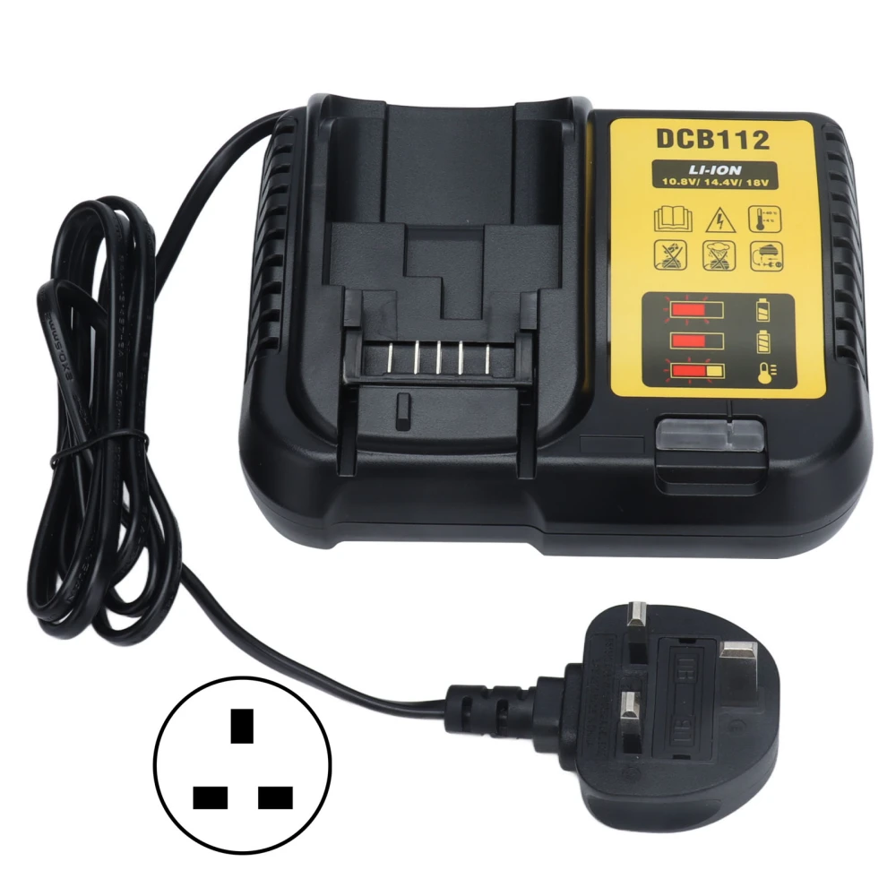 Lithium Battery Charger High Efficiency Quick Lithium Ion Battery Charger for 12V 20V Max DCB112UK Plug 110‑220V