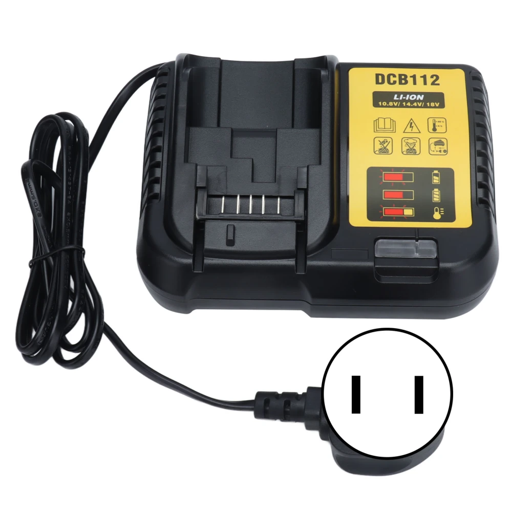 Lithium Battery Charger High Efficiency Quick Lithium Ion Battery Charger for 12V 20V Max DCB112US Plug 110‑220V (2 Pin)