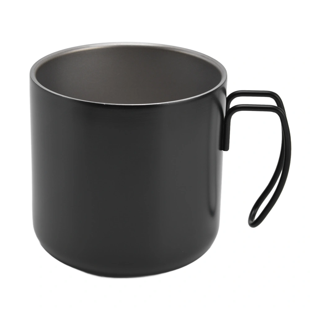 Coffee Mug Stainless Steel 400ml Durable Practical Portable Water Cup with Handle for Home Office RestaurantBlack (Without Lid) 400ml