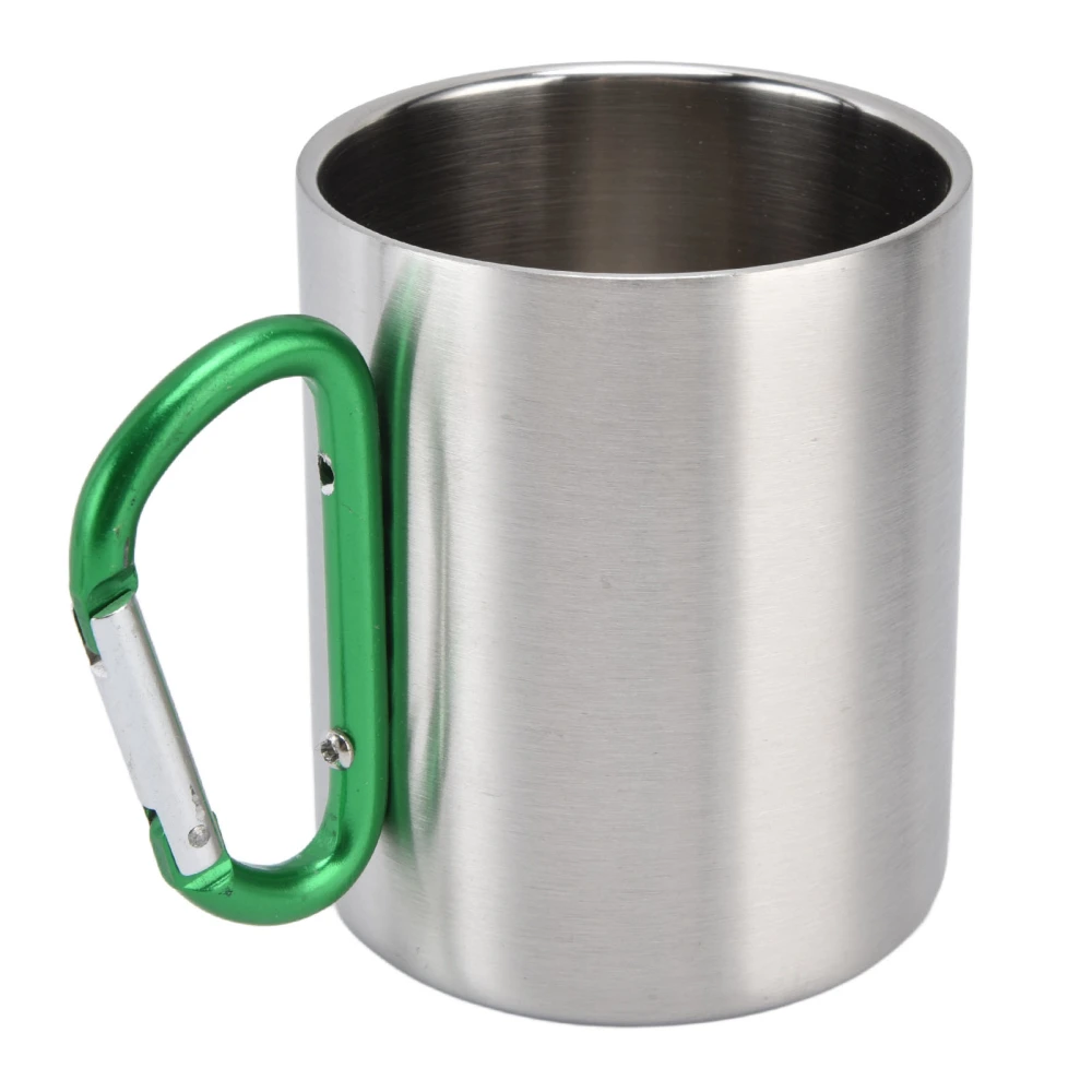 Stainless Steel Mug 360ml Double Wall Comfortable Handle Glossy Surface Exquisite Durable Stainless Steel Coffee MugGreen Handle