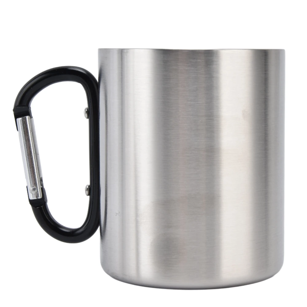 Stainless Steel Mug 360ml Double Wall Comfortable Handle Glossy Surface Exquisite Durable Stainless Steel Coffee MugBlack Handle