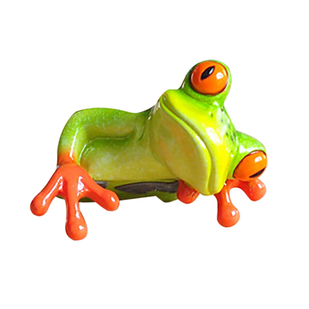 Funny Resin Frogs Ornament Animal Frog Figurine Decorative Crafts for Computer Monitor Desk Home Garden Decoration Gift