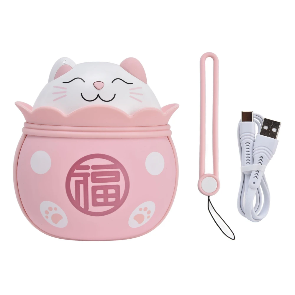 Electric Hand Warmer USB Rechargeable Double Sided Portable Lucky Cat Mini Handy Warmer for WinterPink