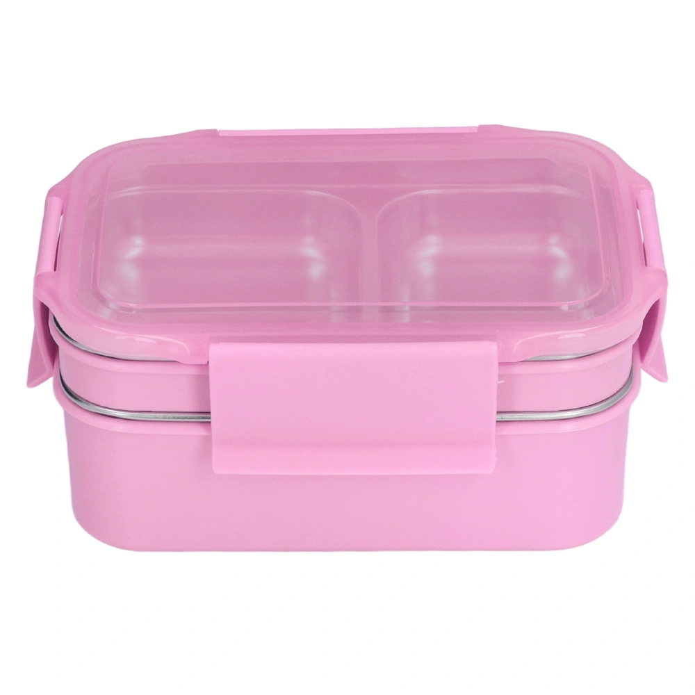 304 Stainless Steel Electric Lunch Box Double Layer Insulated Lunch Box with Compartment for Office School TravelPink