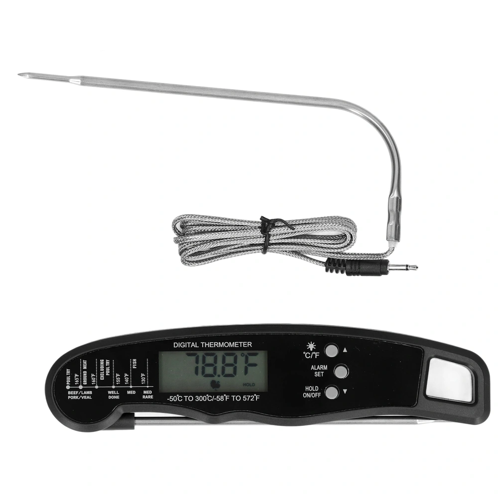 Barbecue Thermometer Double Probe Head LCD Display Easy to Store Digital Meat Thermometer for Home BBQBlack