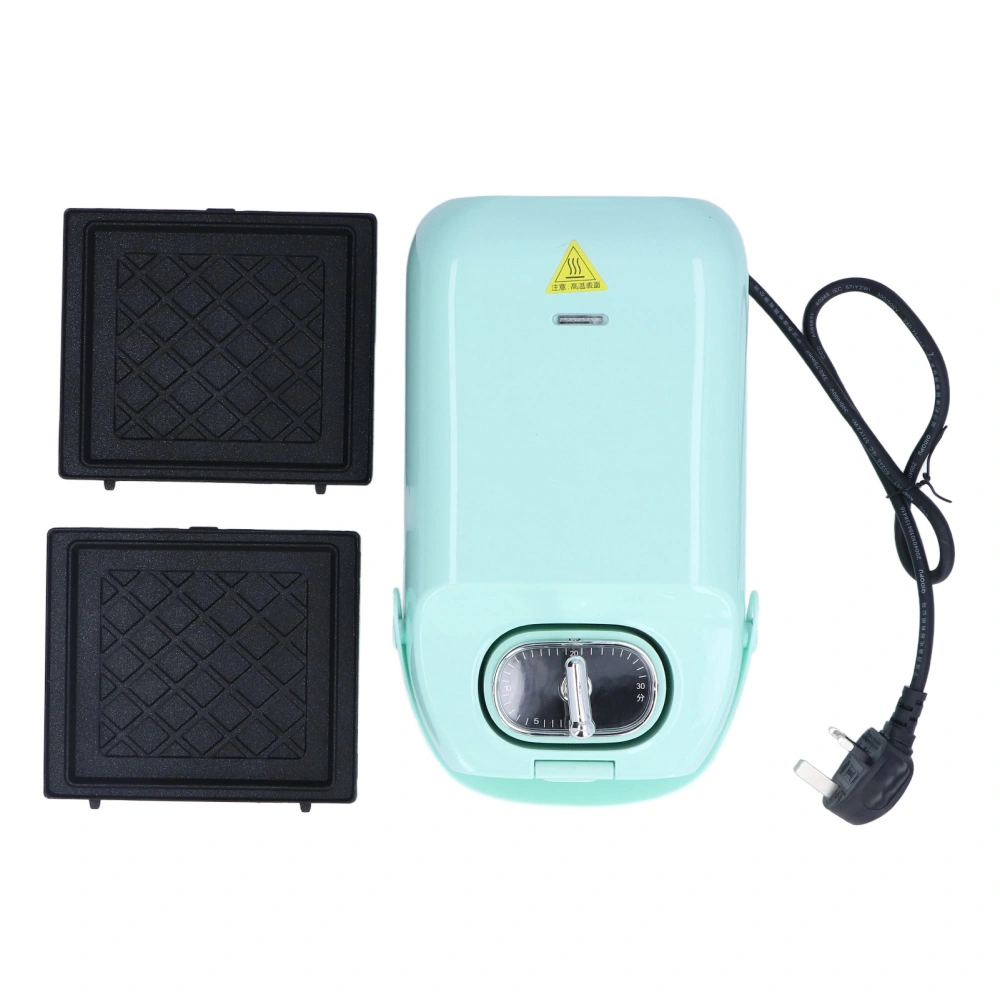 Breakfast Machine Timing Design Easy Cleaning Multifunctional Sandwiches Waffle Maker 50Hz 650W 220V UK PlugGreen