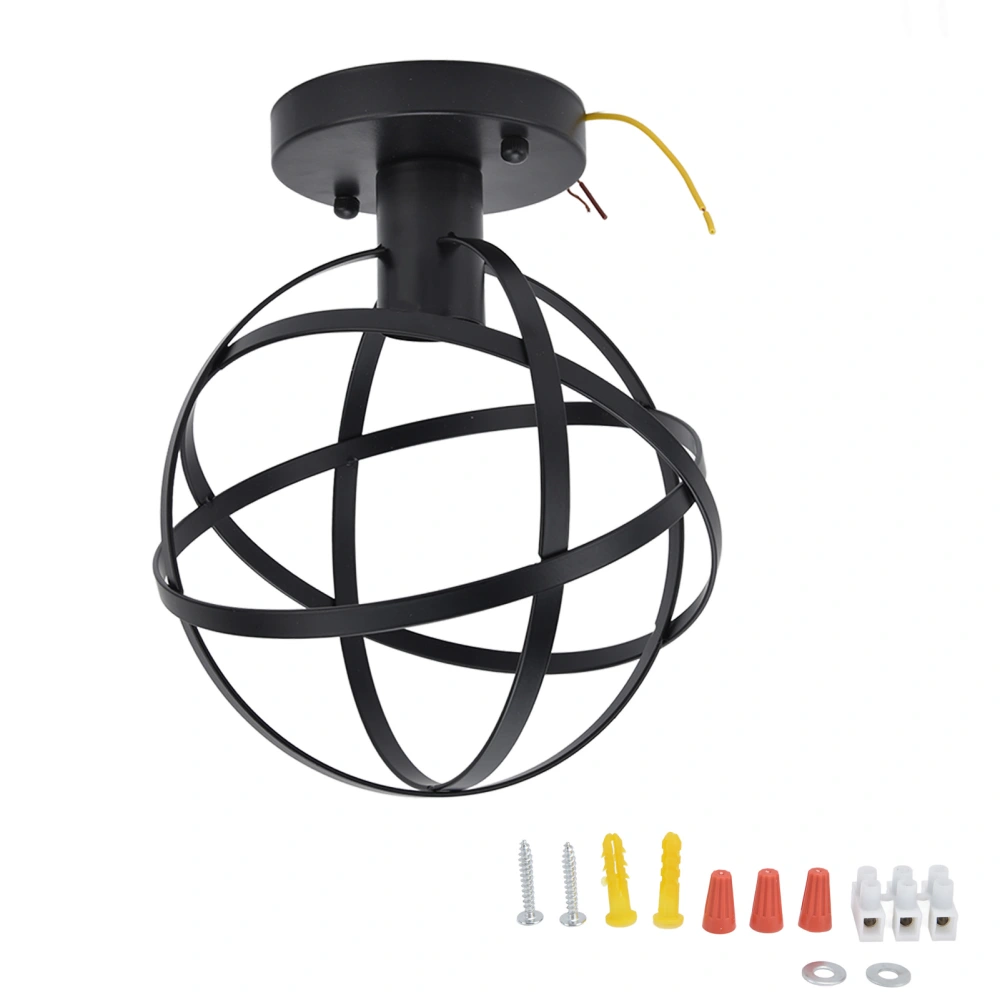 Pendant Light Hanging Ceiling Lamp Retro Style Iron Black Metal Cage Light for Kitchen Living Dining Room 85‑250VUS E26