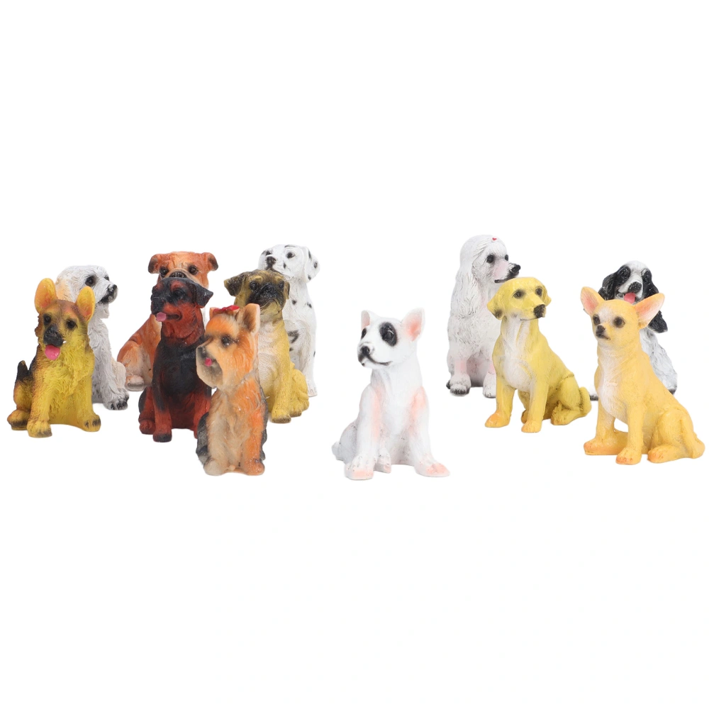 12Pcs Dog Ornaments Waterproof Textured Exquisite Vivid Dog Statues for Garden Lawn Desk Decoration