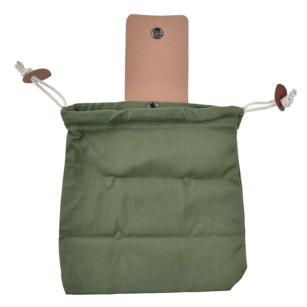 Foraging Pouch Collapsible PU Leather Canvas Mushroom Foraging Bag for Hiking Camping Hunting