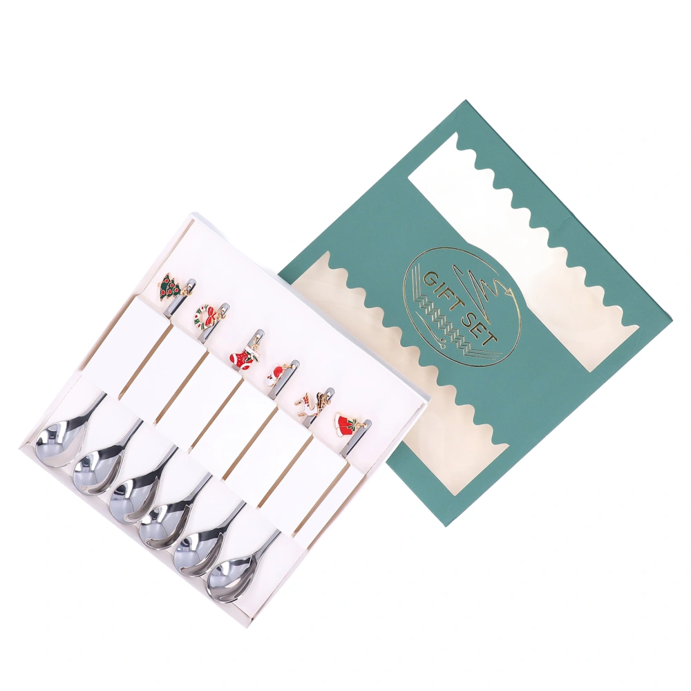 6Pcs Stainless Steel Spoon Set Creative Dessert Spoon Ice Cream Coffee Stirring SpoonSilver