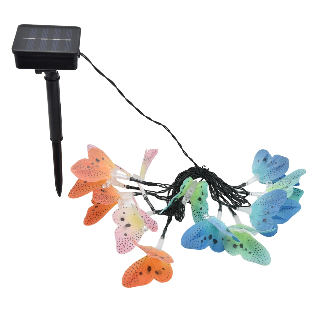 Solar Light String 12 LED IP44 Waterproof Colorful Butterflies Lamp String for Lawn Garden Courtyard