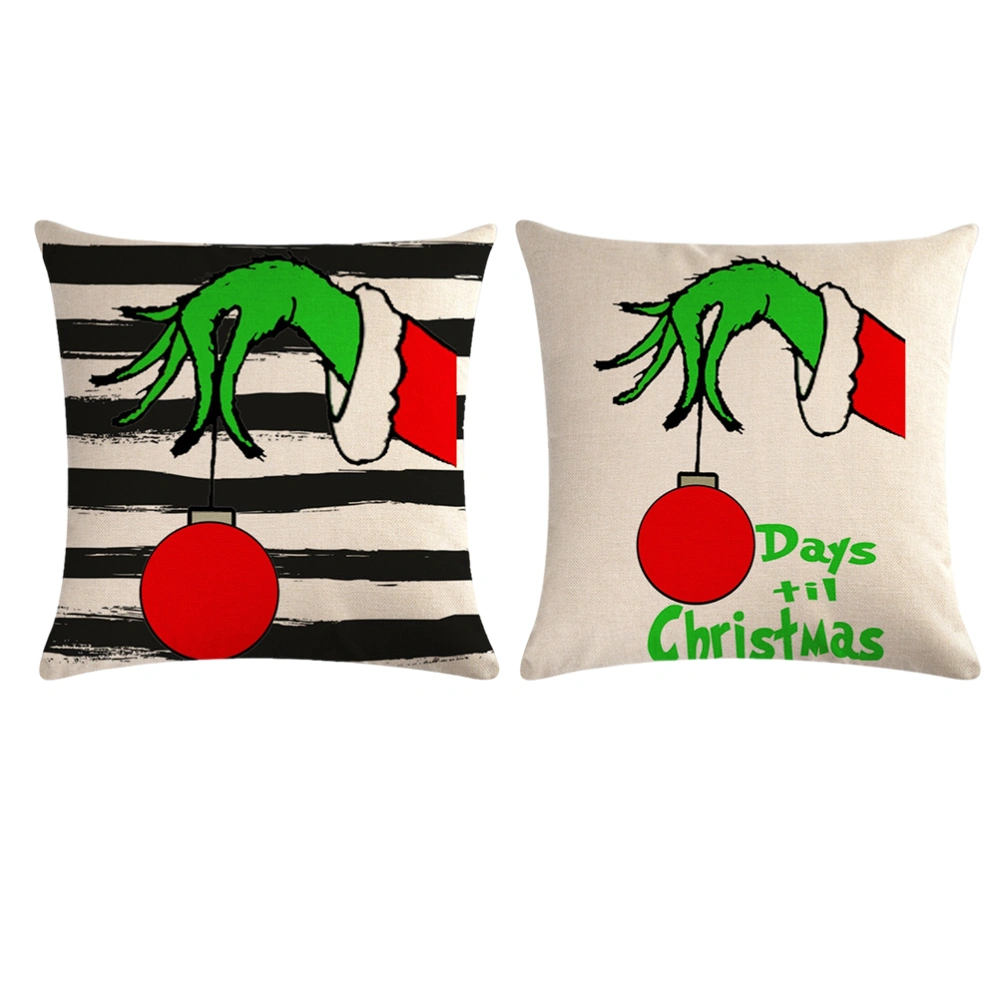 Christmas Pillow Linen Covers 45 x 45 CM for Christmas Stripe Decorations Pillows Winter Holiday Throw Pillows Cushion Cover