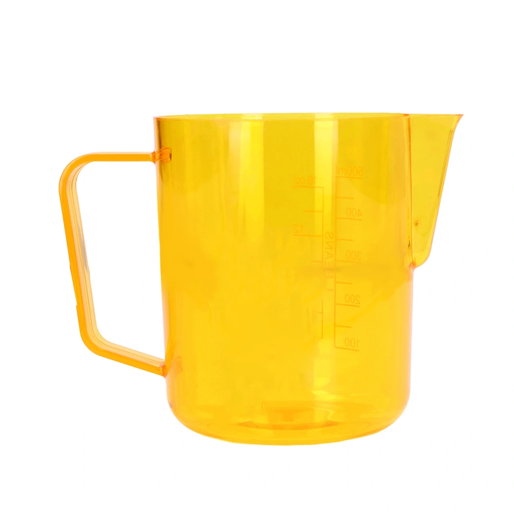 600ml Milk Frothing Pitcher Acrylic Cup Coffee Steaming Pitchers Latte Art Jug for Making CoffeeYellow