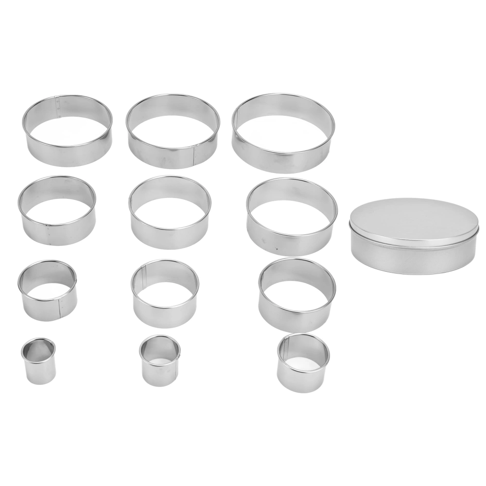 12pcs Portable Round Cookie Molds Mousse Cake Ring Mould Stainless Steel Baking Accessories