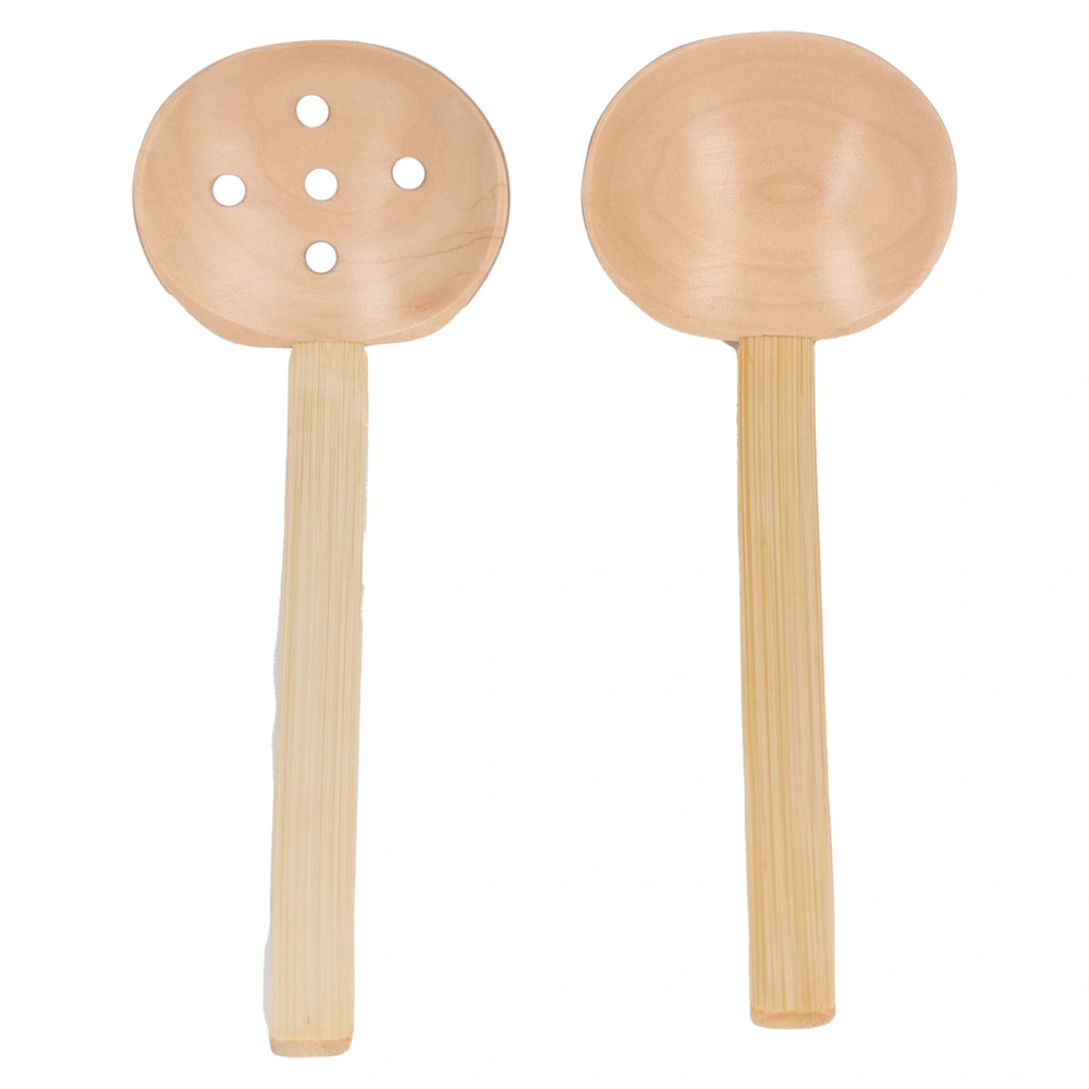 2pcs Wooden Spoon Reliable Durable Glossy Lightweight Ergonomic Comfortable Kitchen Supplies for Home