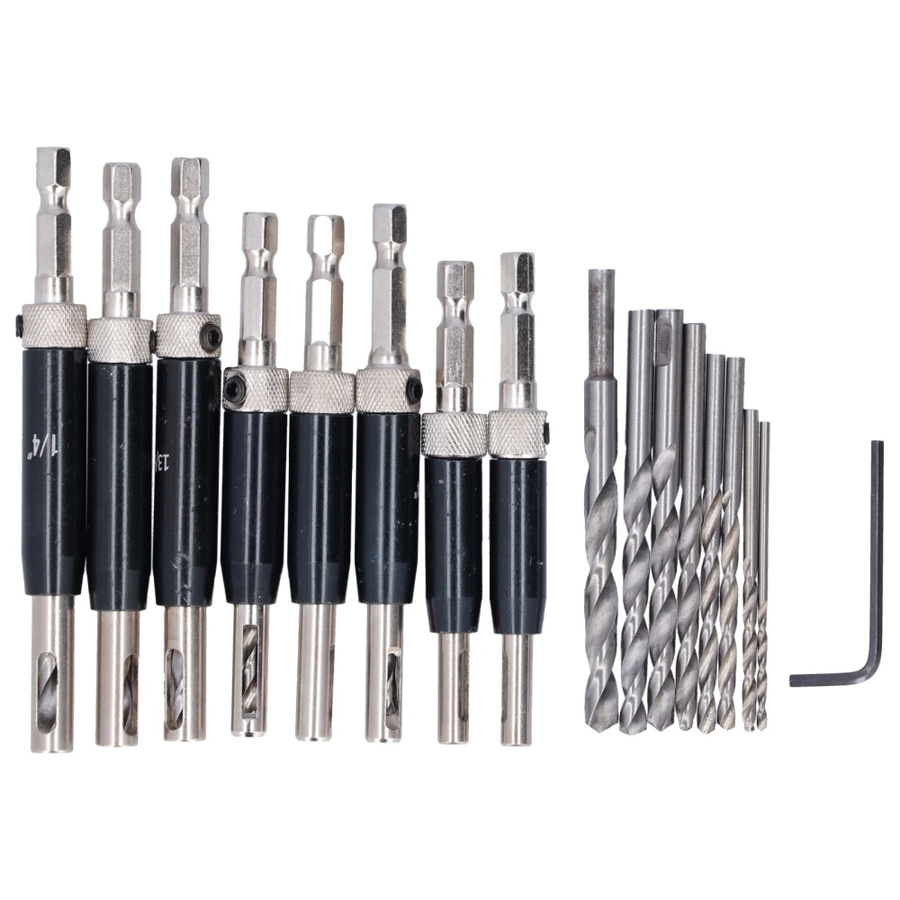 17pcs Hinge Drills Set Self Centering Door Drill Bit Kit with Hex Wrench for Woodworking