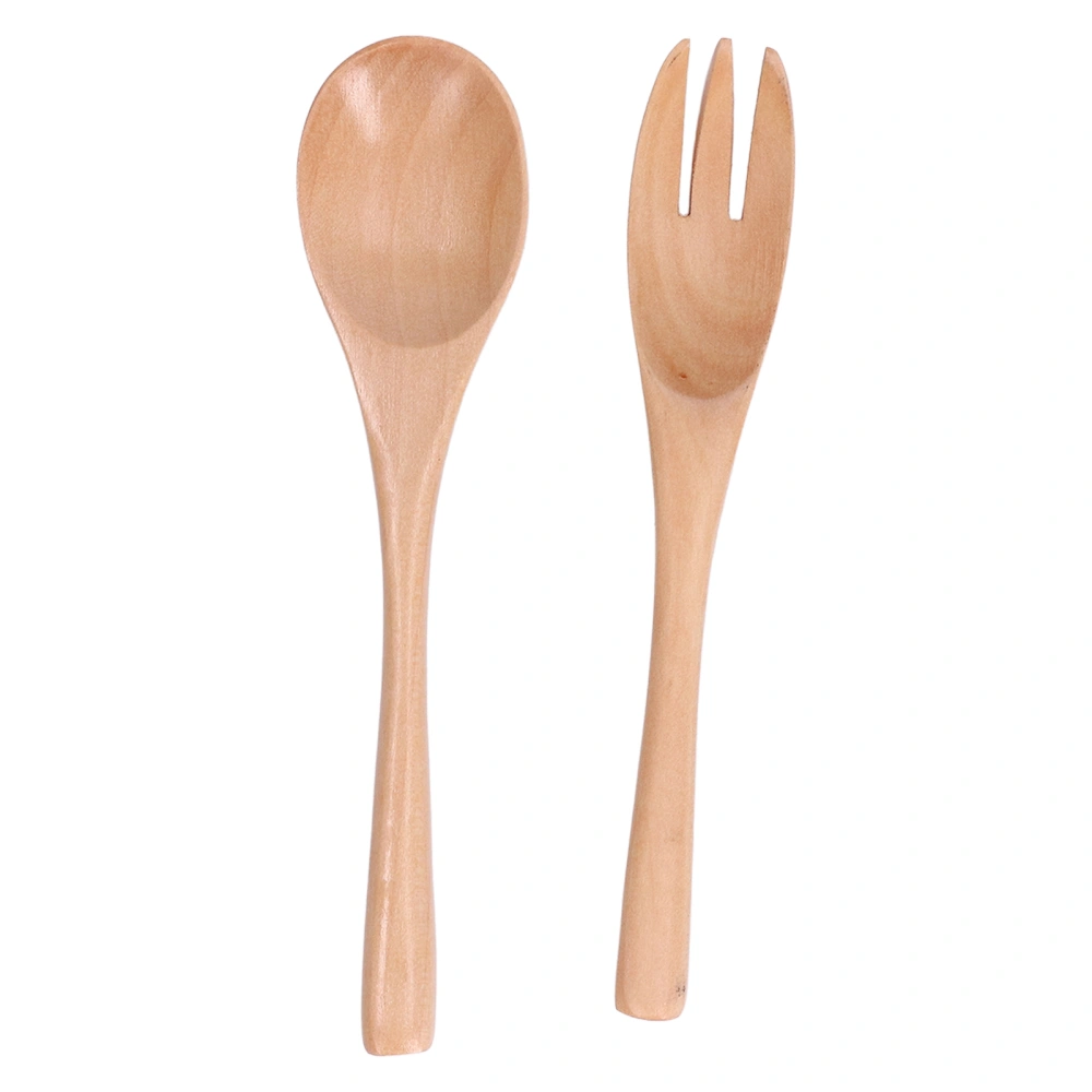 Wooden Spoon Fork Set Natural Environmentally Friendly Reusable Salad Servers Tableware Supplies