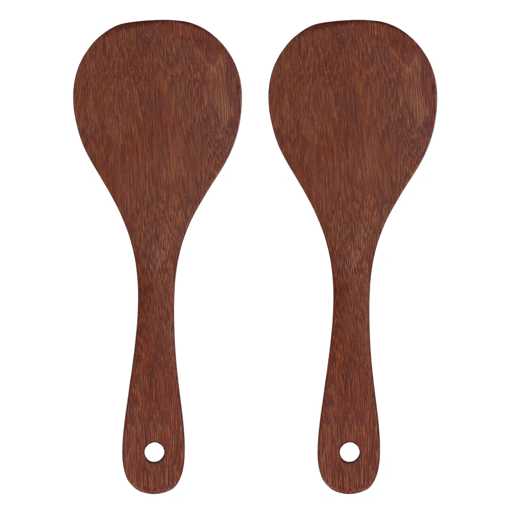 2 Pcs Rice Paddle Natural Wooden Rice Cooker Spatula Kitchen Cooking Spoons for Mixing and Serving RiceRound Mouth