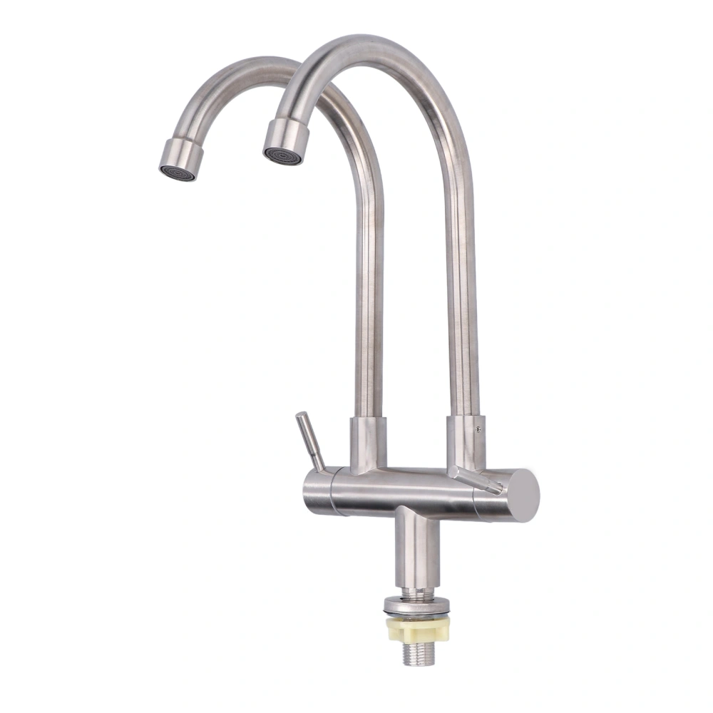 G1/2 Sink Basin Faucet Universal Rotating 304 Stainless Steel Dual Head Single Cold Water Tap