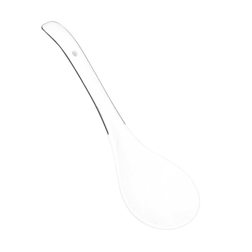 Large Porcelain Spoon White Multipurpose Long Handle Ceramic Porridge Spoon for Home Restaurant