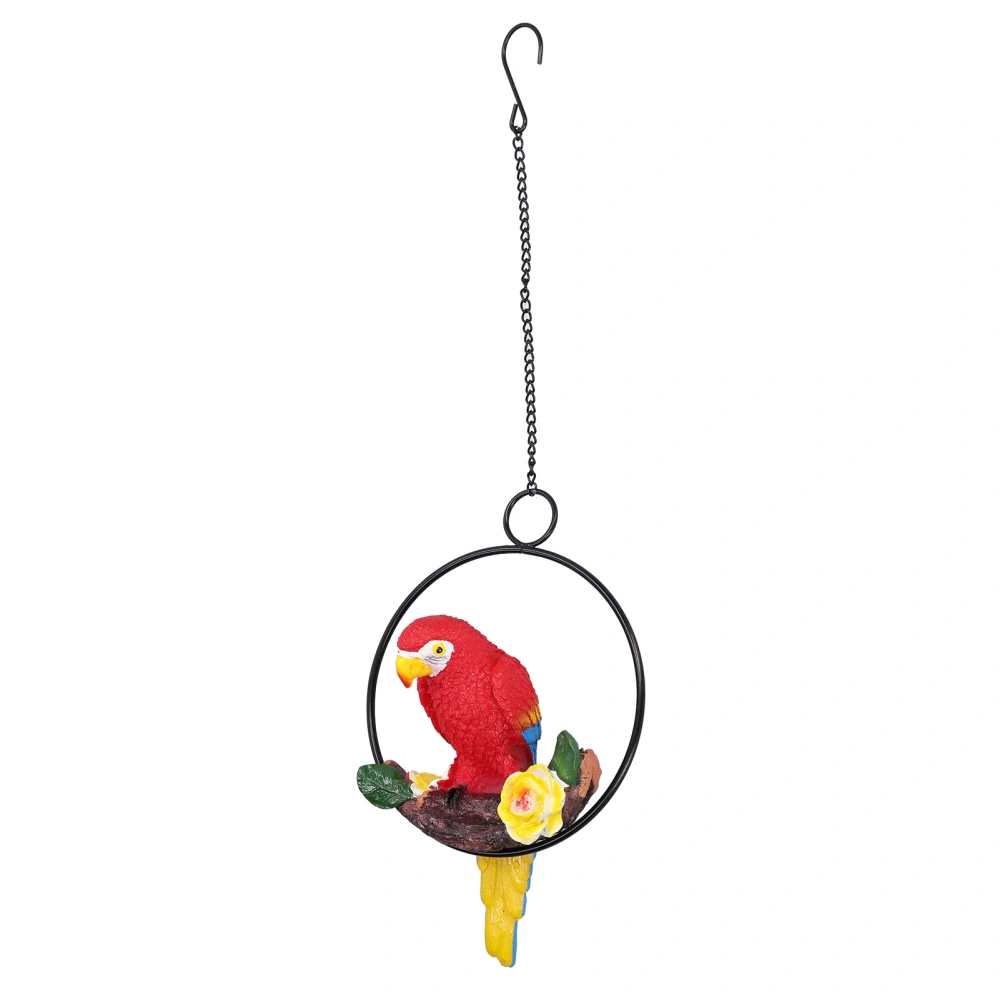 Macaw Garden Pendant Synthetic Resin Hanging Ring Parrots Sculpture for Pathway Yard Patio Lawn