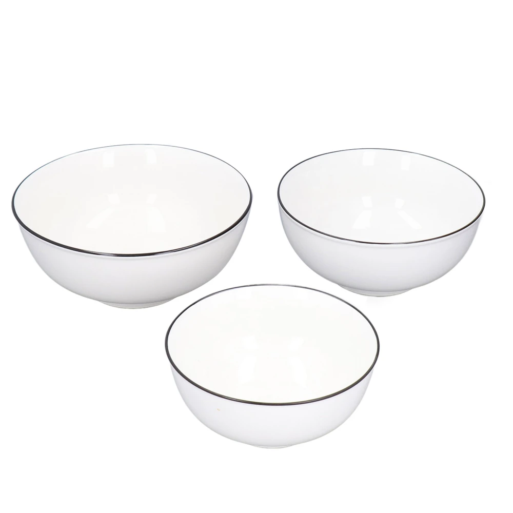 3Pcs Ceramic Tableware Set Soup Bowl Underglazed Kitchen Dinnerware for Home Kitchen Restaurant