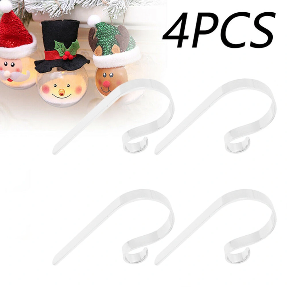 4Pcs Christmas Stocking Holder Fireplace Hanger Hooks Adjustable Metal Stocking Hook for Party Christmas Decoration Supplies