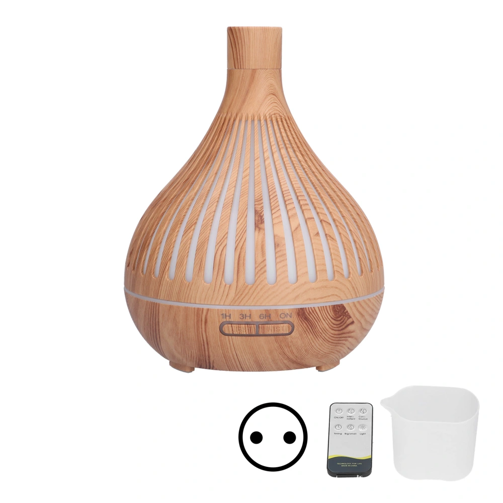 400ml Wood Grain Humidifier Hollow Electric Colorful LED Lamp Aromatherapy Diffuser with Remote ControlEU Plug