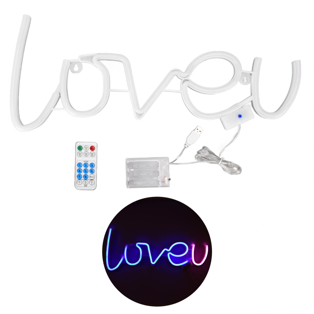 LOVEU Neon Light LED 18 Keys 8 Modes Timing Remote Control USB Light for Home Decoration 300LMBlue Light + Pink Light