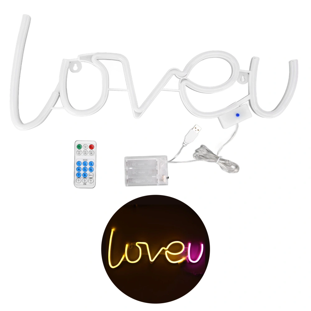 LOVEU Neon Light LED 18 Keys 8 Modes Timing Remote Control USB Light for Home Decoration 300LMWarm White + Pink Light