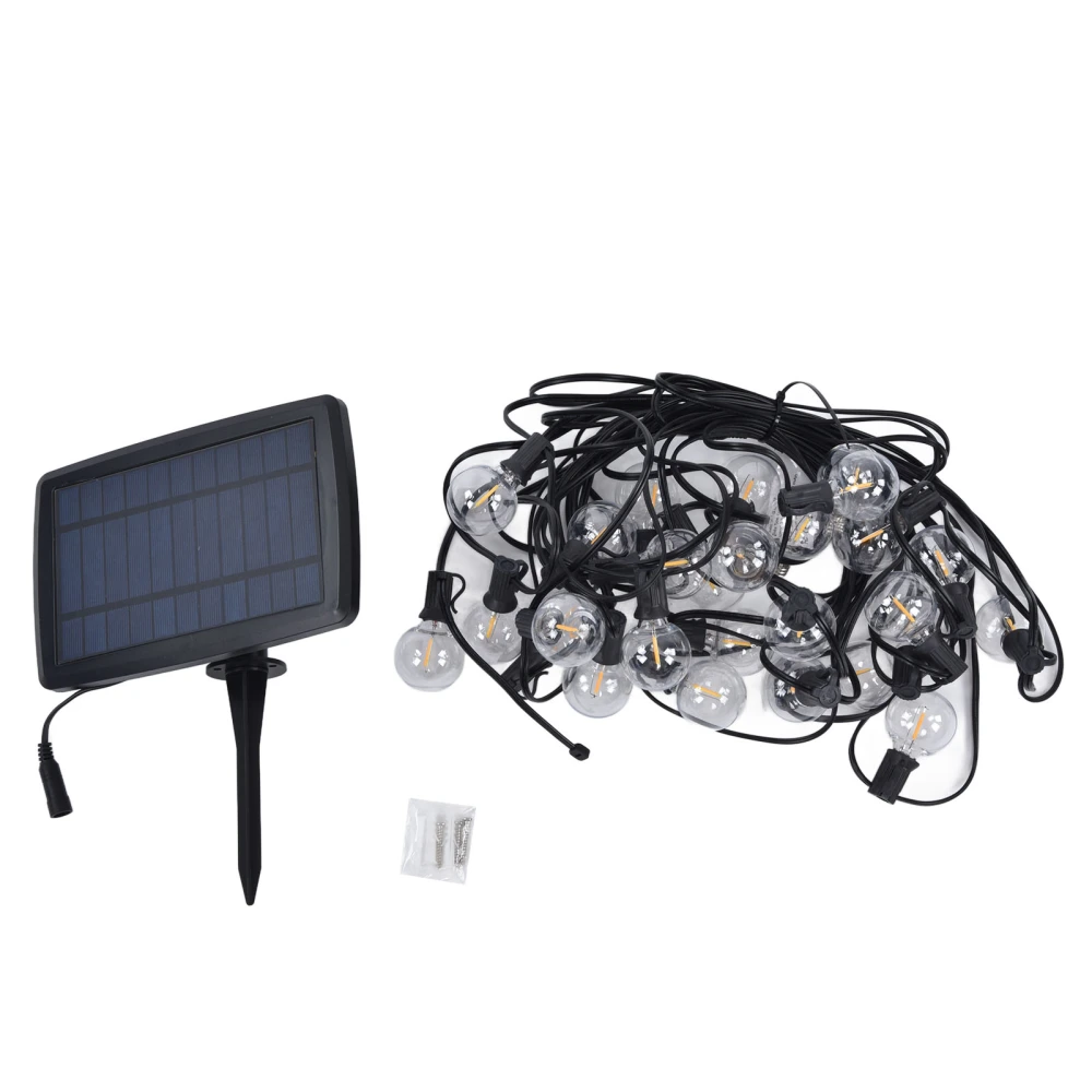 G40 27LED Solar String Lights with 4 Lighting Modes IP65 Garden Courtyard Lawn Festival Party Decor Warm Light50FT