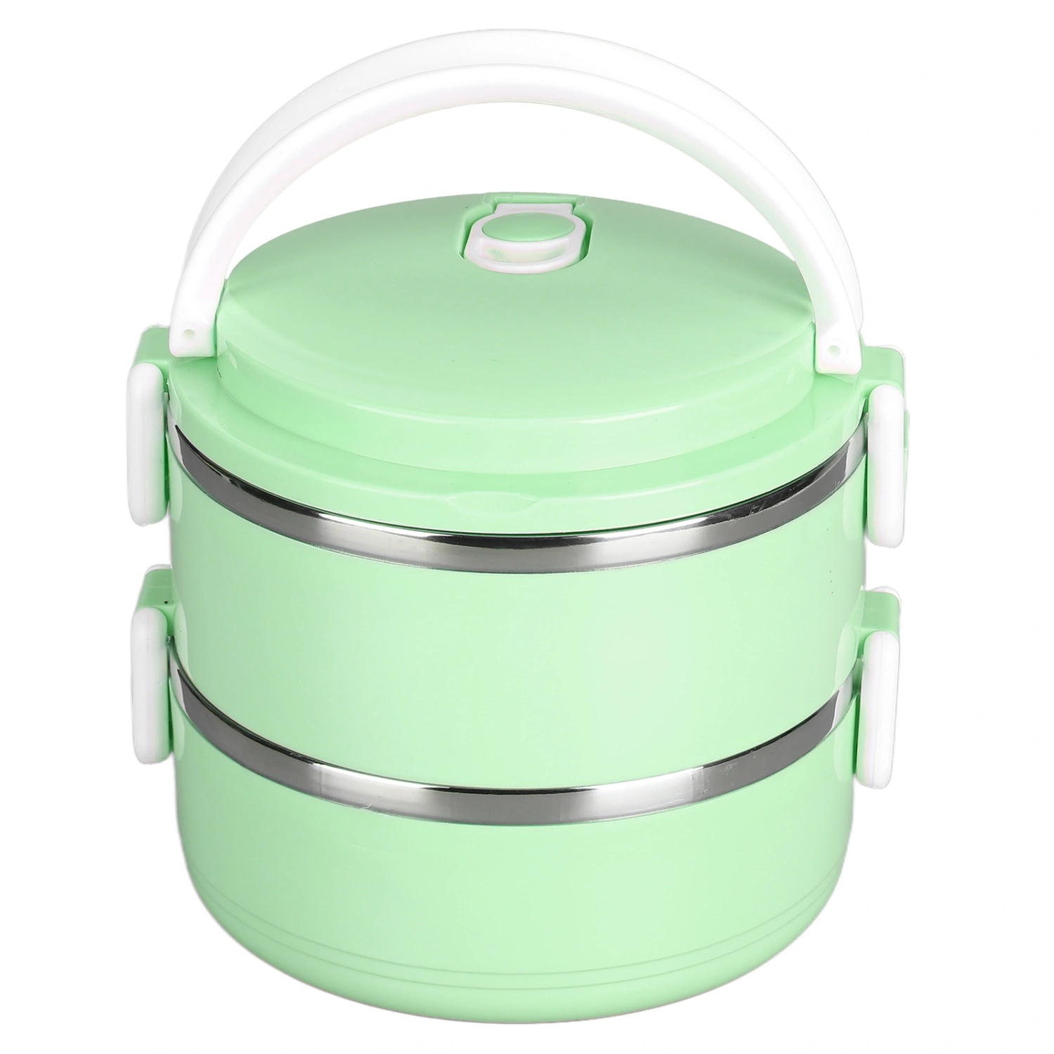 Thermal Lunch Box Stackable Hot Food Insulated Box 304 Stainless Steel Round Lunchbox Sealed Food ContainersDouble Layer 304 Thickened ( Green )