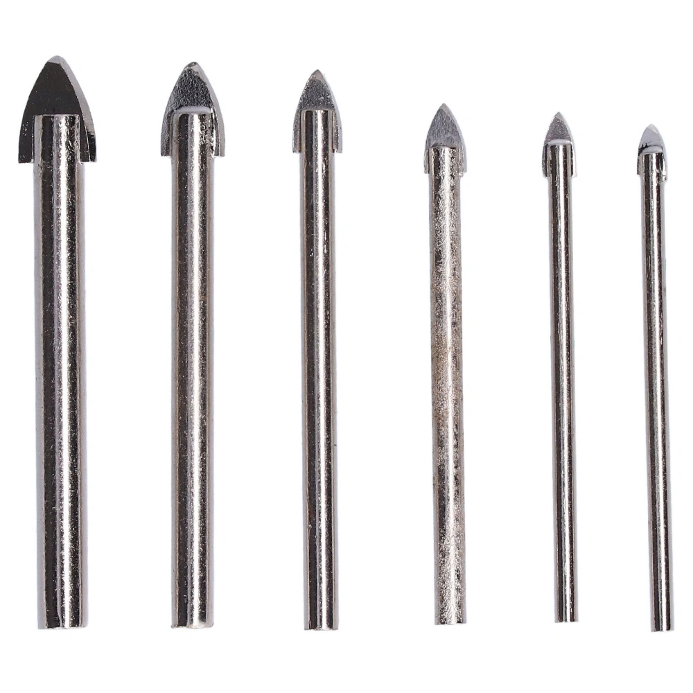 6Pcs Glass Drill Bit 3 to 10mm Hard Alloy Accurate Stable Clean Neat Smooth Opening Glass Hole Opener