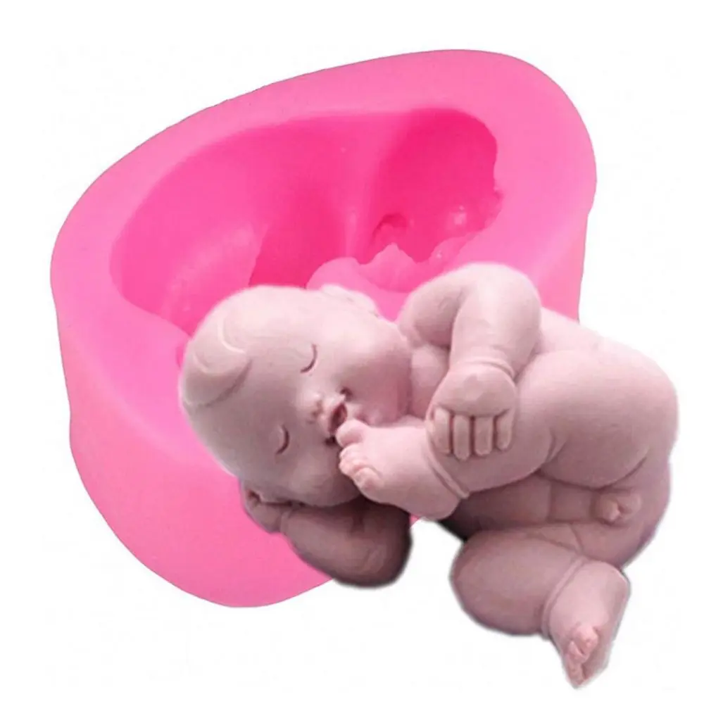 3D Baby Silicone Mold Sugar Chocolate Mold Fondant Cake Decorating Tool Cute DIY Sleeping Baby Shower Making Candy Mould