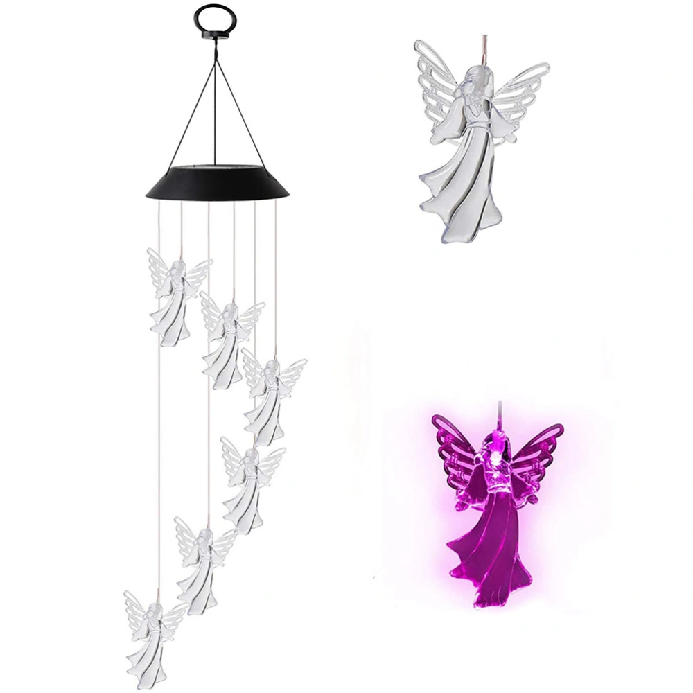 Outdoor Angel Solar Wind Chimes Light 7 Color Changing Solar Mobile Waterproof LED Wind Chimes for Home Party Yard Garden Decor