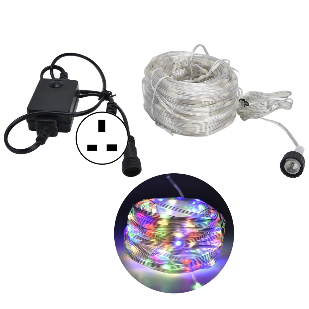 LED Copper Wire Light 164ft 400LED Low Voltage Safe Waterproof Light String Decoration for Garden Party ChristmasUK Plug 100‑240V Colorful Light