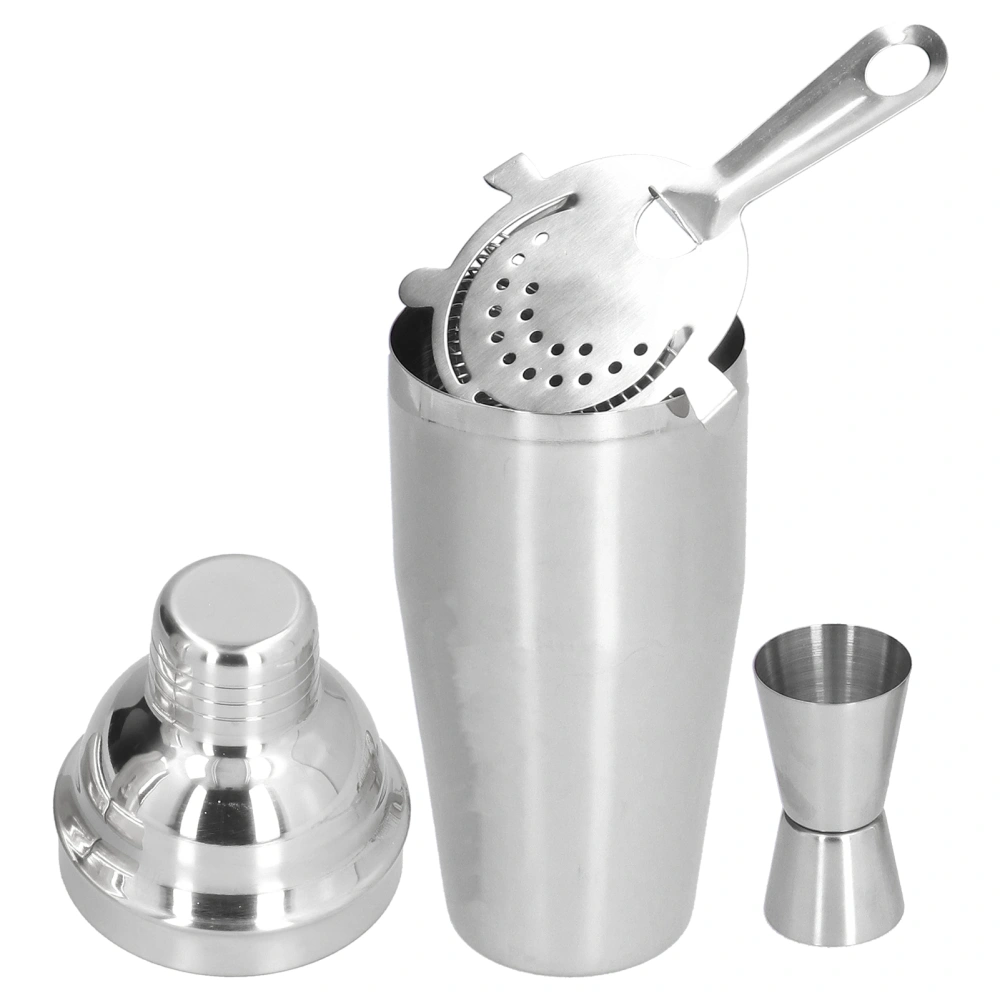 Cocktail Set Fashionable 750ml Stainless Steel Barware Tool Kit with Strainer Measure Cup Shaker for Bartender BarSilver